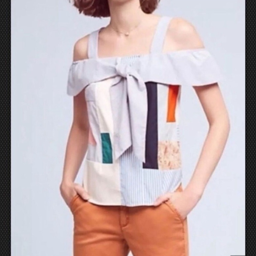 NWOT anthropologie patchwork, off the shoulder top